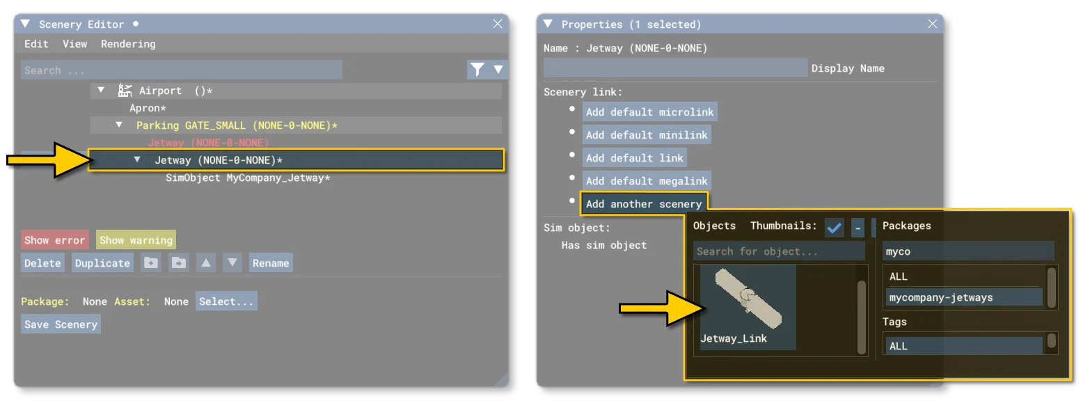 Adding A Jetway Link In The Scenery Editor