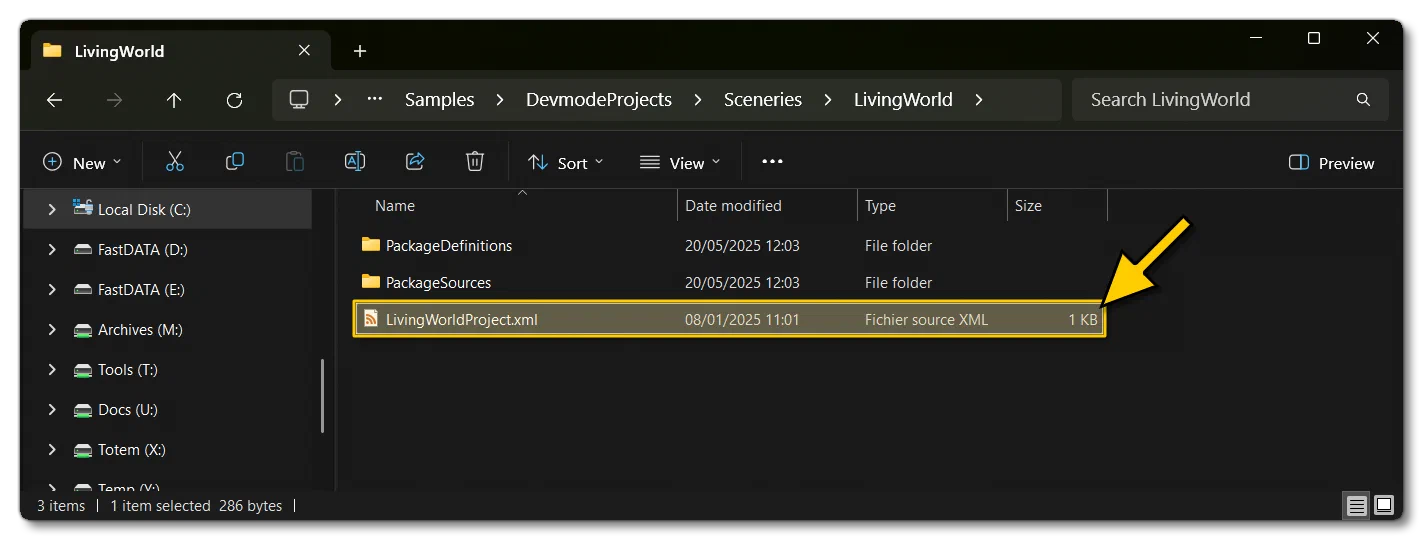 The Folder Structure Of The LivingWorldProject Sample