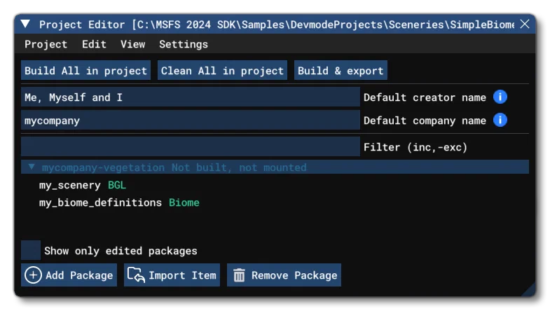 SimpleBiomes In The Project Editor