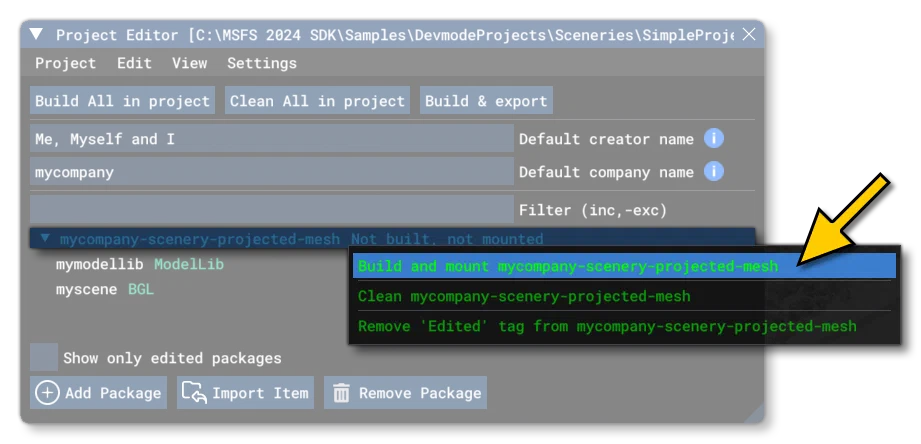 Build The Projected Mesh Packag