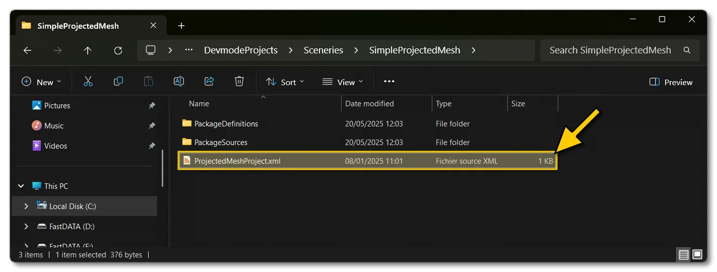 Open The Projected Mesh Sample Project