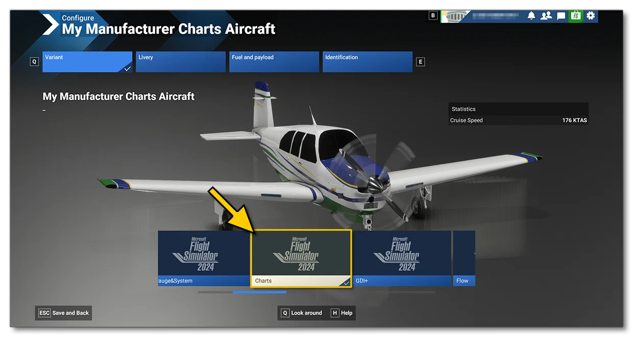 Selecting The Charts Aircraft In The Simulation