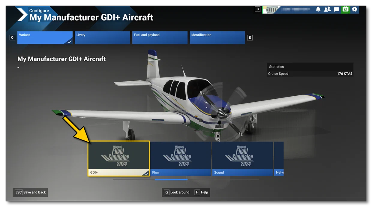 Selecting The GDi+Aircraft In The Simulation