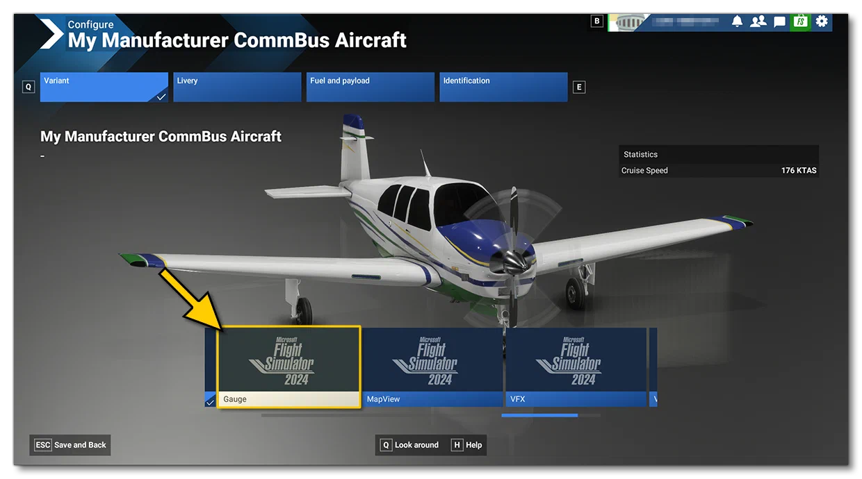 Selecting The Gauge Aircraft In The Simulation
