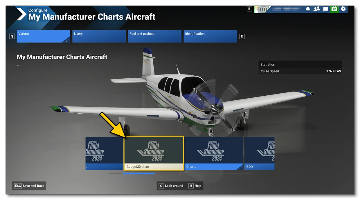 Selecting The Gauge And System Aircraft In The Simulation