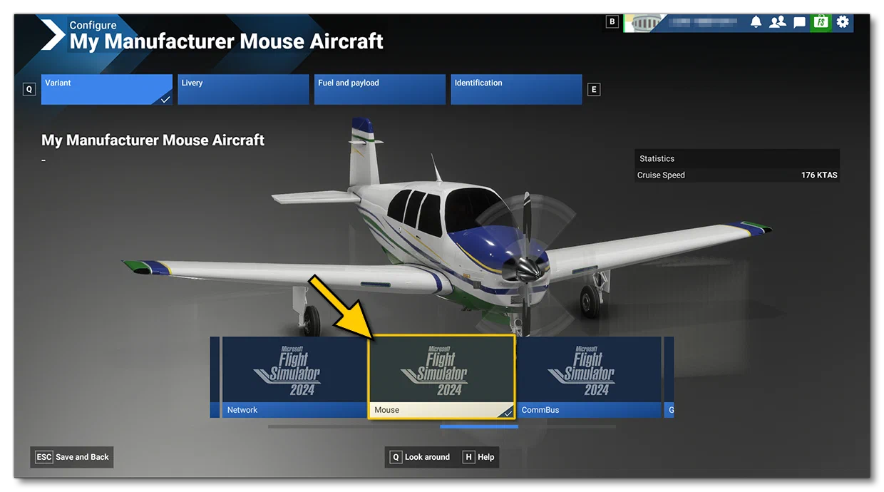 Selecting The Mouse Aircraft In The Simulation