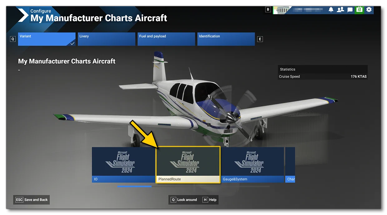Selecting The Charts Aircraft In The Simulation
