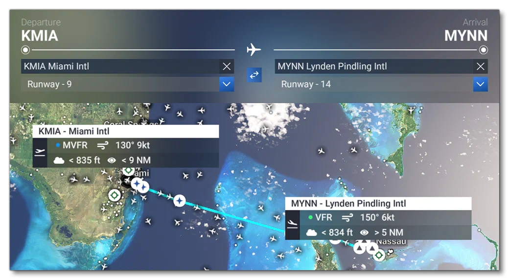 Example Route For The Planned Route Aircraft