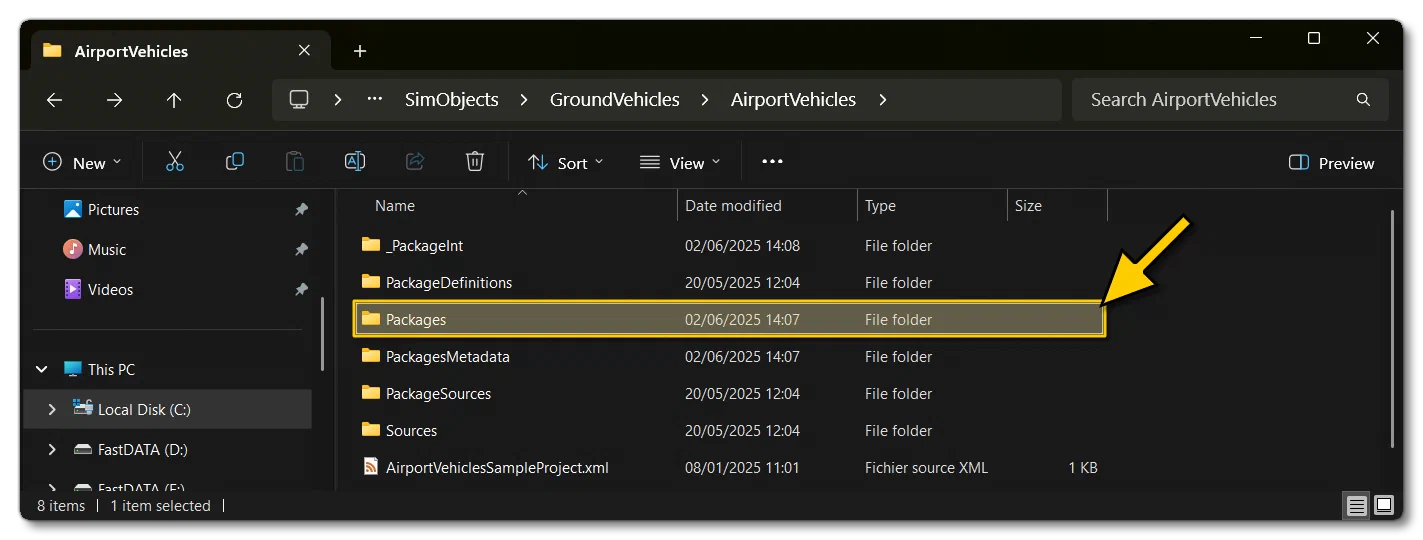 The Packages Folder For The Built Airport Vehicles Project