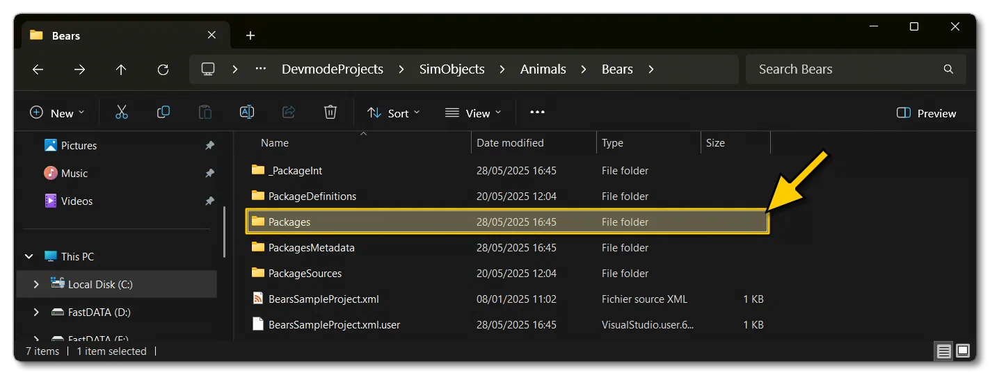 The Packages Folder For The Build Sample Bears Project