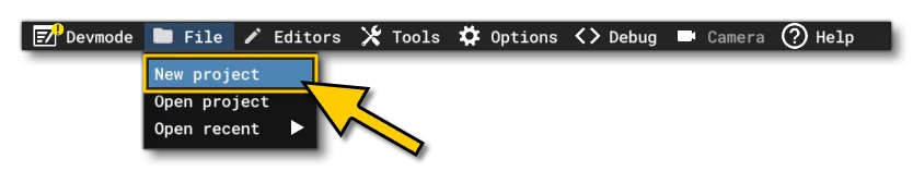 The New Project Option In DevMode