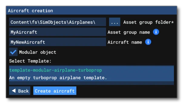 The Add Asset Group Window