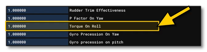 The Torque On Roll Parameter In The SimObject Editor