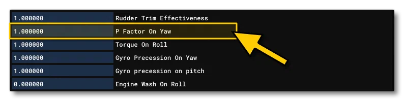 The Different P-Factor Parameters In The SimObject Editor