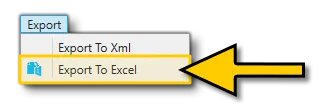 The Export To Excel Menu Option