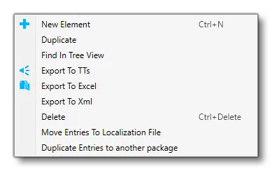 The Entries RMB Menu