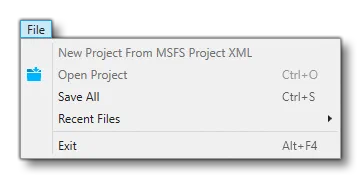 The MSFS Localization Manager File Menu