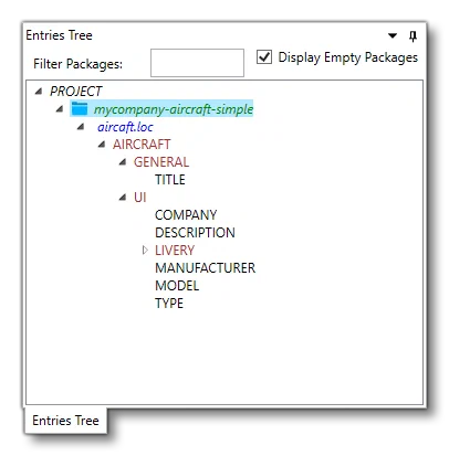 The Entry Tree View In The Location Manager