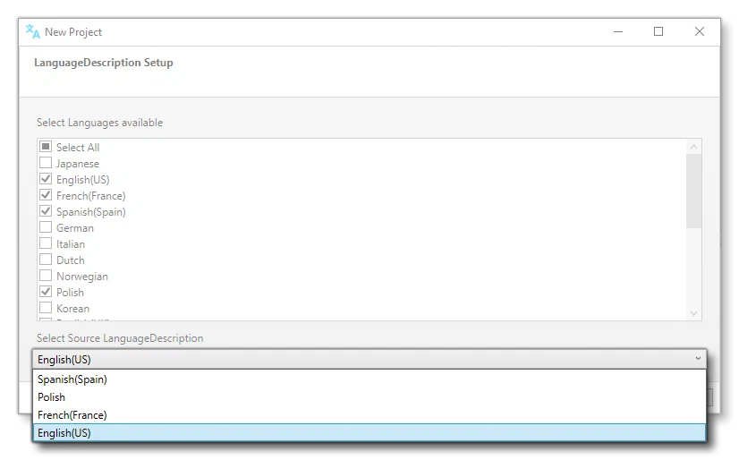 Choosing The Source Language For The Localization