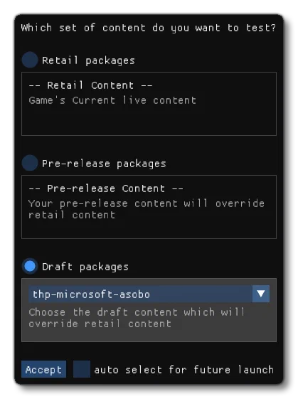 The Draft Packages Section Of The Content Test Tool