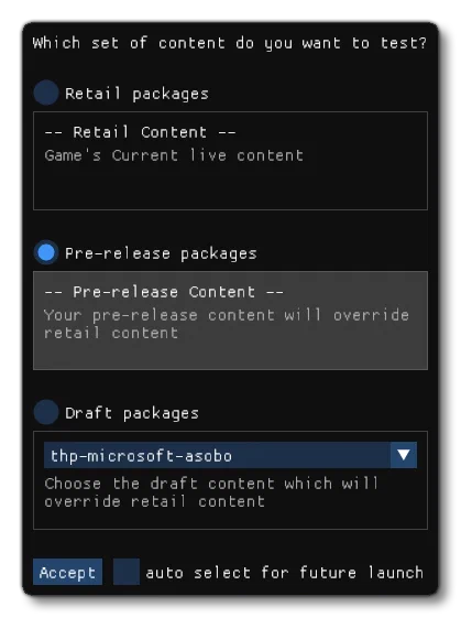 The Pre-Release Packages Section Of The Content Test Tool