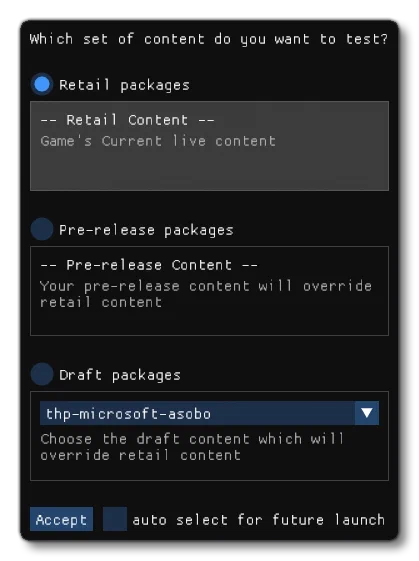 The Draft Packages Section Of The Content Test Tool